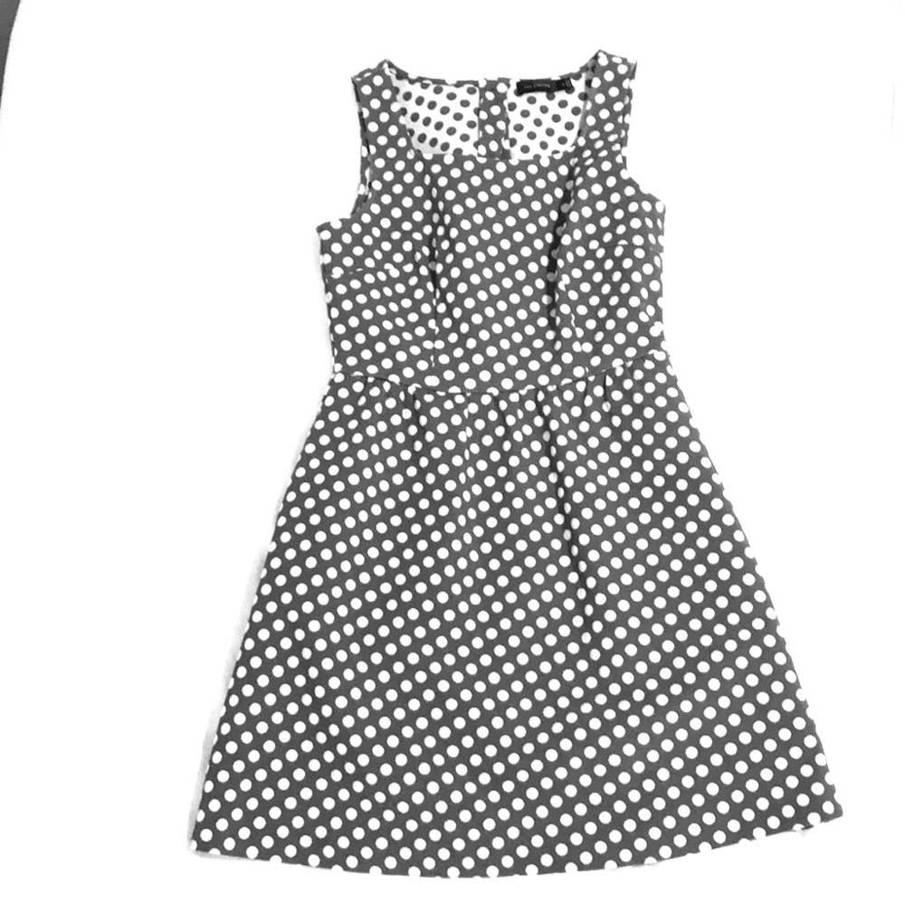 Grey and white polka dot dress